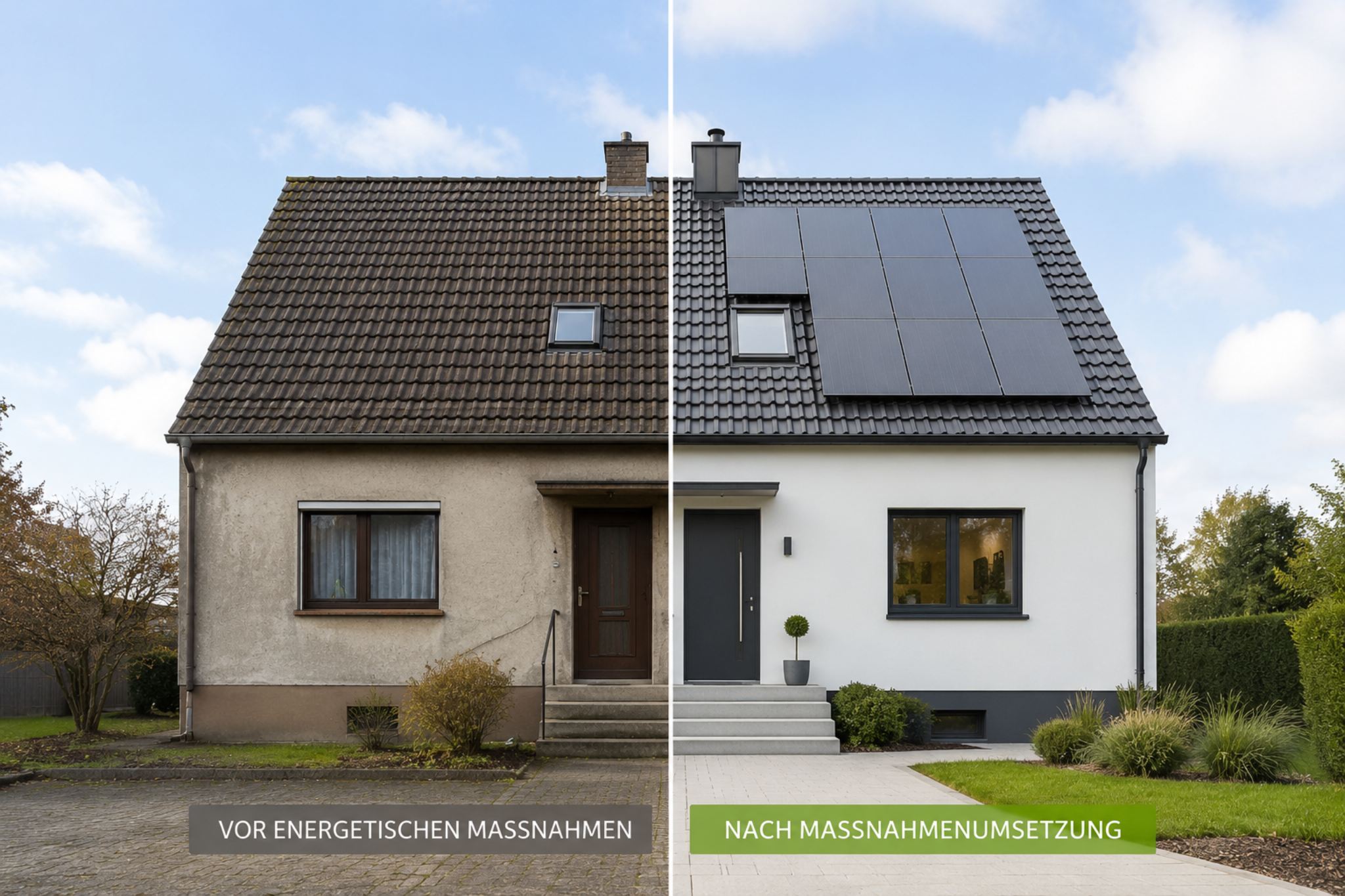 Vorher/Nachher-Beispiel einer energetischen Sanierung